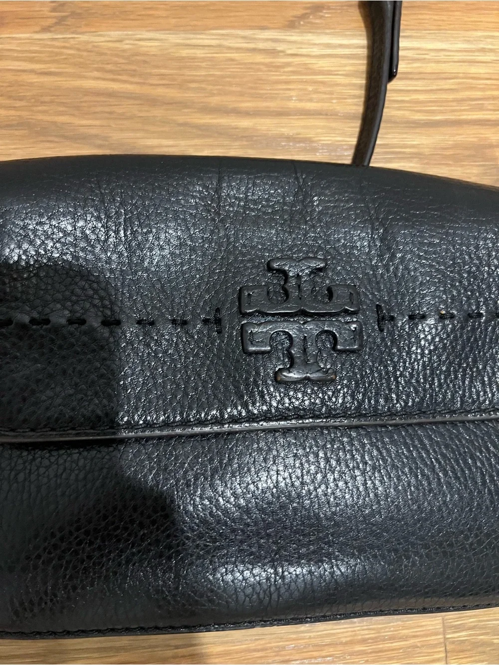 Tory Burch Black Pebbled Leather Crossbody Bag